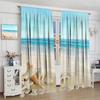 Ocean Curtains Hot Summer Beach Seaside Scenery Starfish Shells Nautical Sea Life Print Window Treatments Drapes Curtain Polyester With Rod Pocket