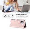 For iPhone 17 Wallet Case with Wrist Strap Love Cat Pattern Imprint Leather Phone Cover