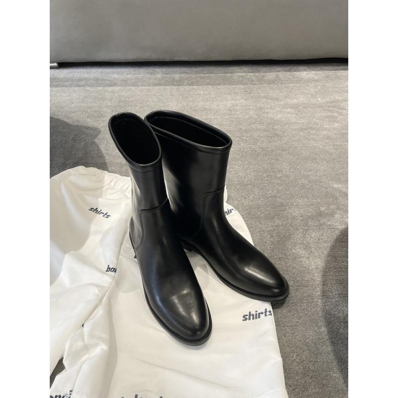 

Sheepskin version~ high-end leather thick-soled medium boots women s winter new wide Martin boots knight locomotive boots short boots 40