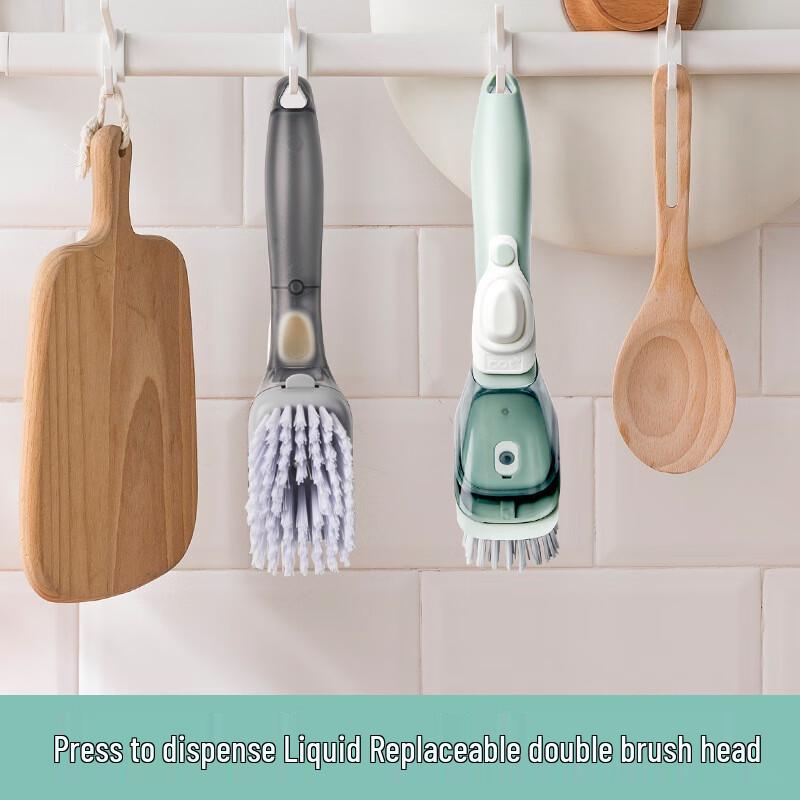 Grey Liquid Dispensing Pot Cleaning Brush