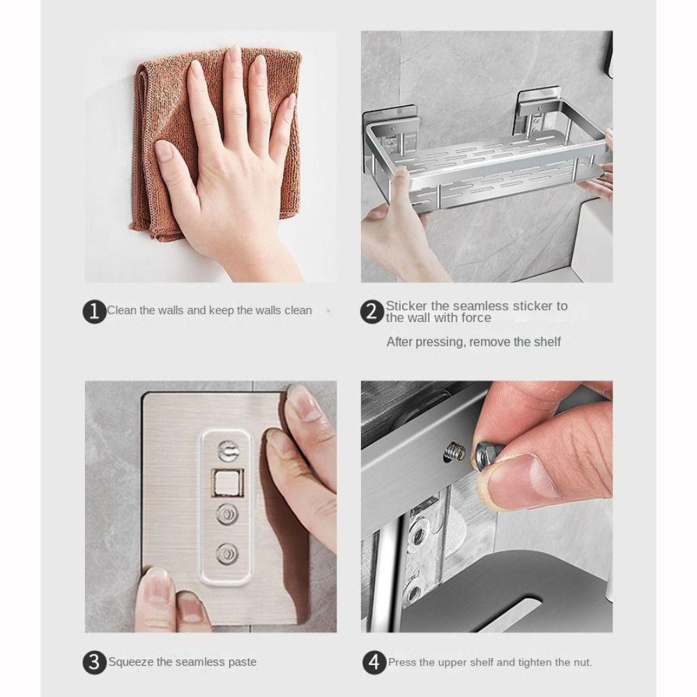 Aluminum Bathroom Storage Shelves Wall Mount Shower Shelf Multi-function Shower Organizer  Bathroom