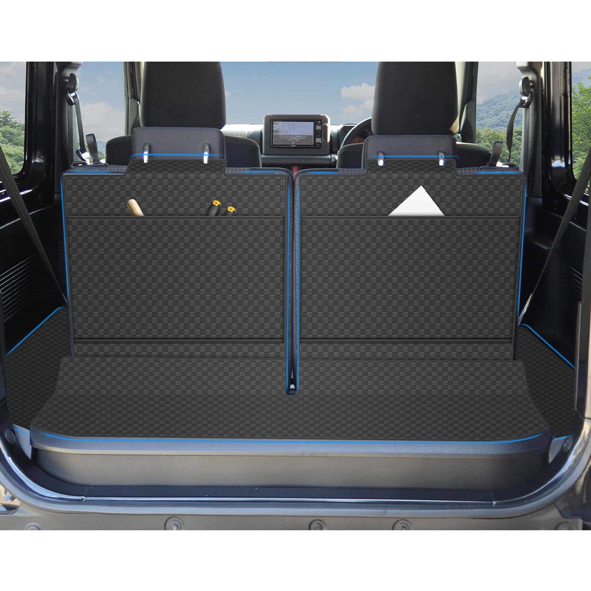 

YORKNEIC Luggage Mat for Suzuki Jimny and Jimny Sierra Trunk Seat Back Back Synthetic Leather with Storage Stain Type A (JB64W/JB74W, 2018-Present чёрный