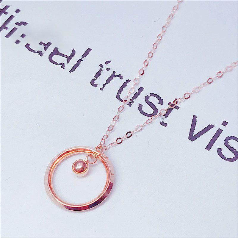 Purple Gold-Plated Rose Gold Round Bead Necklace, Pendant, Colored Gold Round Card Set Chain Necklace.