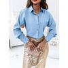 Autumn long-sleeved simple solid color V-neck women's shirt shirt women's clothing