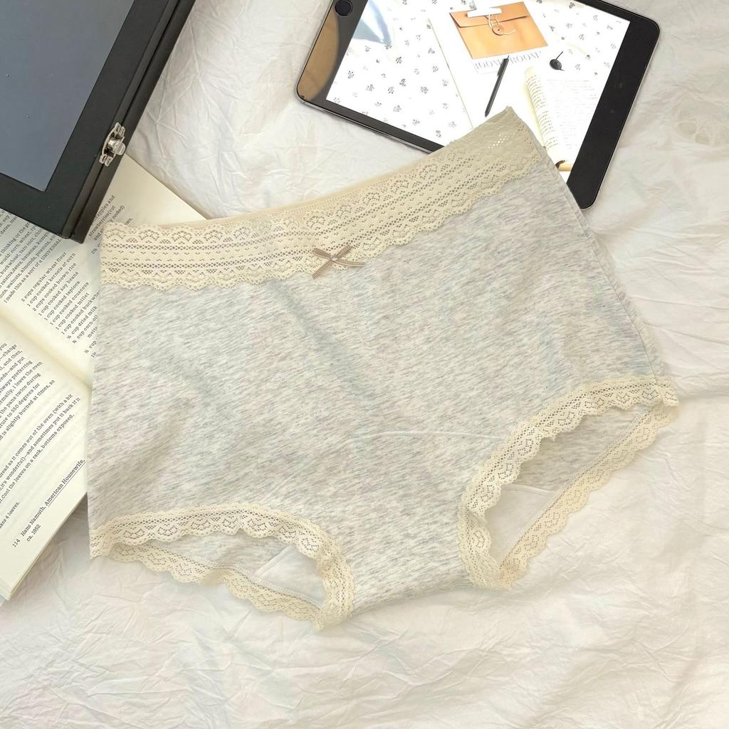 Ladies' Spring and Autumn Retro Pure Cotton Soft and Comfortable 10A Antibacterial Extended Mid Waisted Briefs