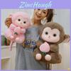 Adorabile Peluche Scimmia Morbido E Coccoloso Ispirato ai Cartoni Animati Per Bambini In Rosa E Marrone