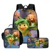 Kids Cartoon Backpack Lunch Bag Pencil Case 3-Piece Set With Fun Print Design School Use