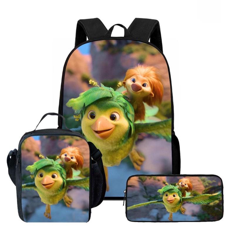 Kids Cartoon Backpack Lunch Bag Pencil Case 3-Piece Set With Fun Print Design School Use