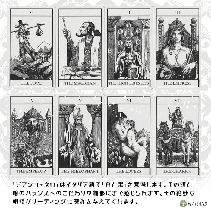 Bianco Nero Tarot Reading Japanese Instruction Manual Authentic Tarot 78 Monotone Tarot, Instructions, Included, Cards, Cards,