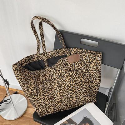 Women Shoulder Bags Canvas Totes Vintage Leopard Large Capacity Elegant Ladies Daily Leisure Handbags Designer Shopping Pouch