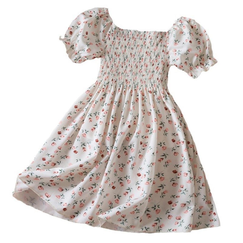 Girls Floral Skirt Short Sleeve Dress Children's Clothing Casual Children's Skirt