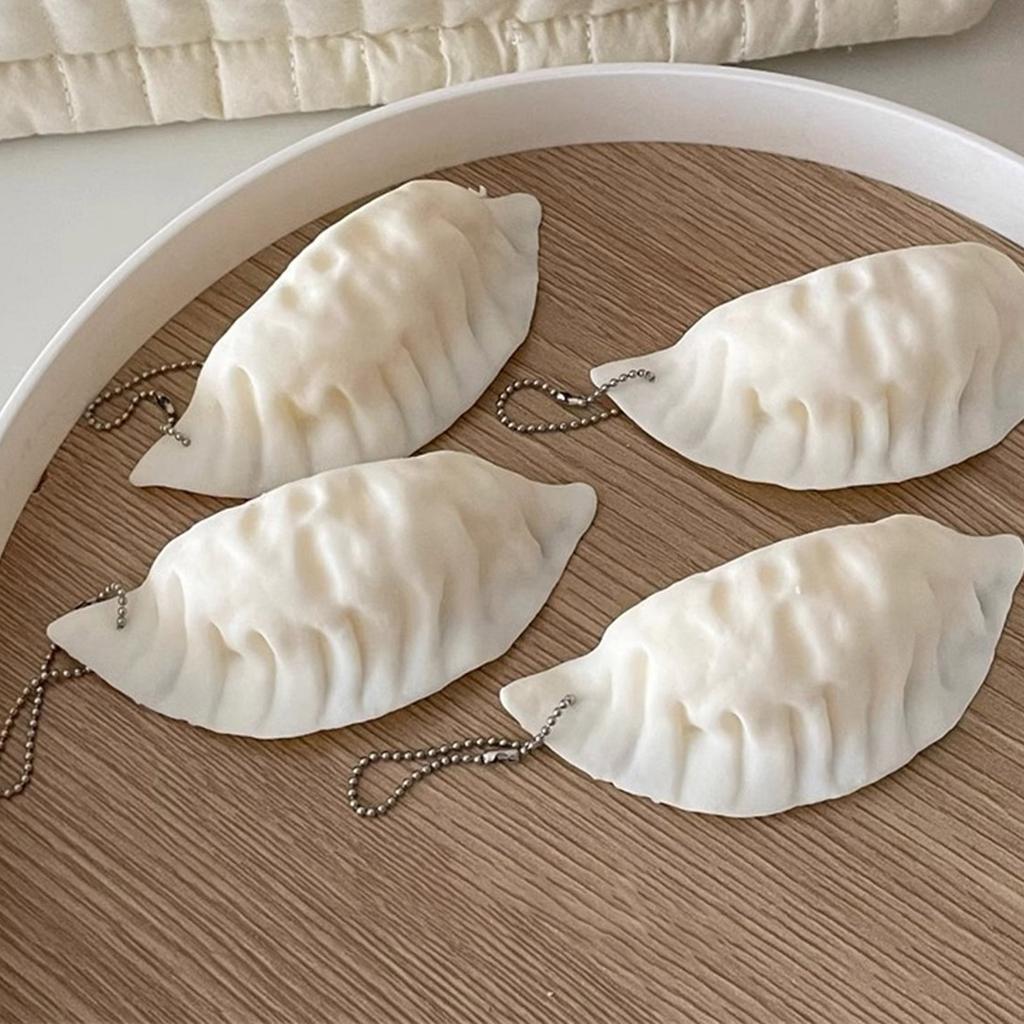 Realistic Dumpling Mini Squeeze Toy Stress Relief Keychain Pendant Portable Bag Pendant Charm Accessory Keyring Gift