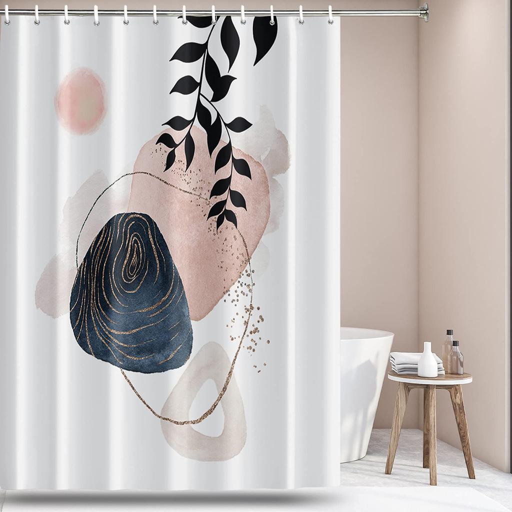 Modern Boho Shower Curtain Mid Century Abstract Mountain Sunset Shower Curtain Aesthetic Minimalist Art Bath Curtain With Hooks