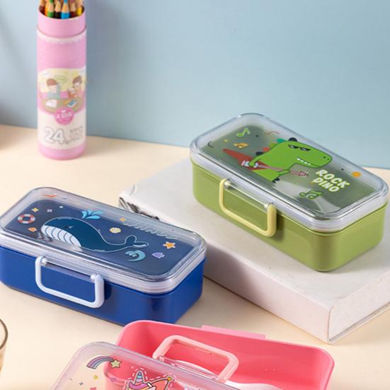 700ML Kids Bento Lunch Box Leak-proof Snack Box Cartoon BPA-Free Easy Carry Children Meal Prep Container with for School And Outdoor Adventures