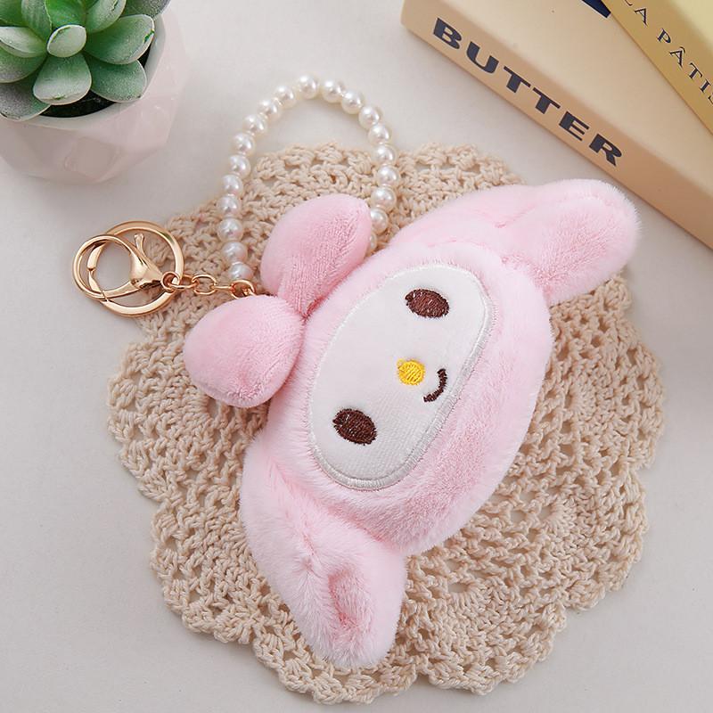 Cute Cartoon Plush Sanrio Keychain Bag Charm Lovely Couple Keyring Pendant Melody