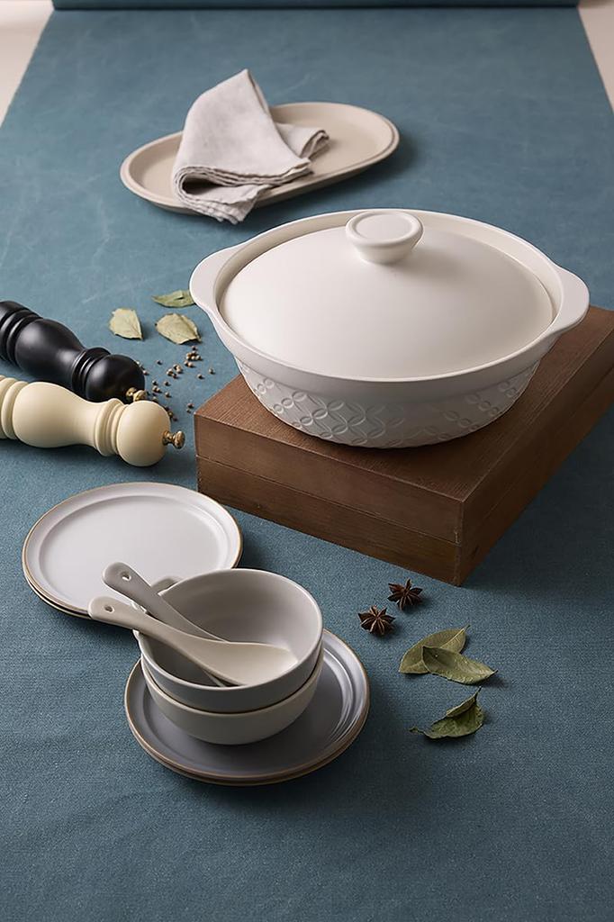 TAMAKI Common Earthenware Size Hard Direct-Fire Pot, 6.5, White, 23x20x11.2cm (H), Porcelain, T-974810