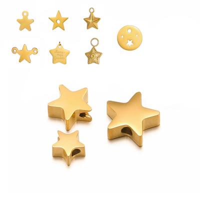 CARLIDANA High Polished Stainless Steel Five-Pointed Star Pendant Blank Small Star Letter Charms Diy Jewelry Accessories