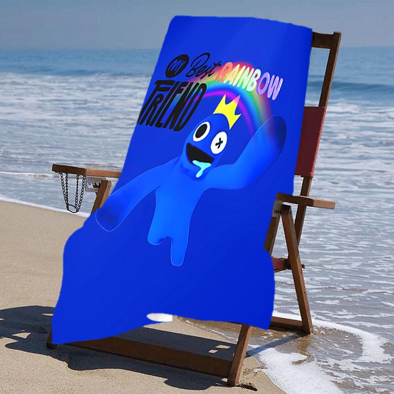 proof beach towel with a Rainbow Friends3 pattern - soft,absorbent,quick-drying,machine washable - perfect for swimming,camping,bathing