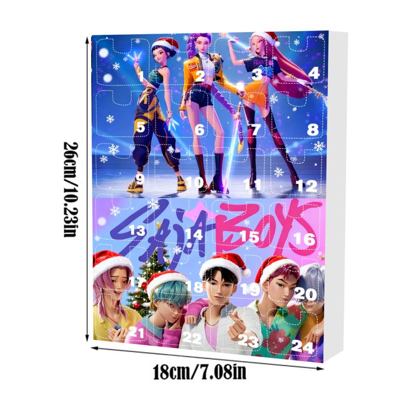 Kpop Demon Hunters Advent Calendar Blind Box With 24Pc 2D Acrylic Pendant Christmas Tree Decor Christmas Countdown Calendar Gift