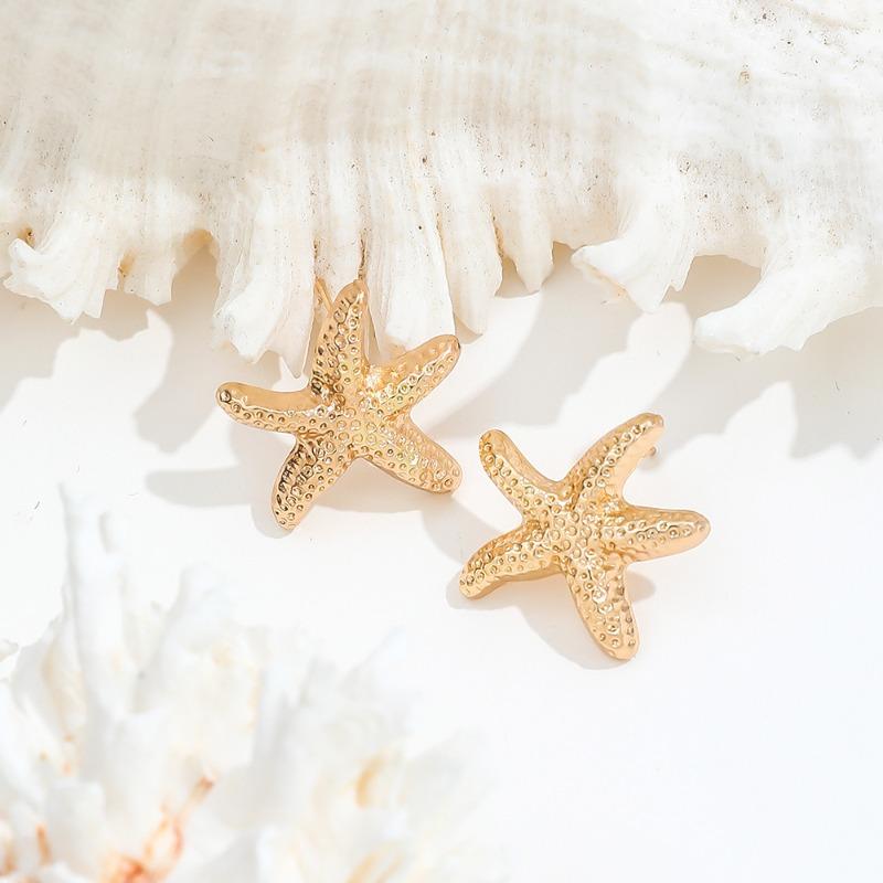1 Pair Geometric Temperament Casual Starfish Stud Earrings Summer Simple Beach Vacation Style Earrings Ocean Jewelry Gift