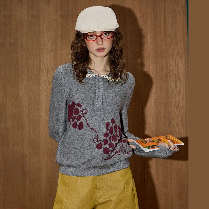 Coolhut American-Style Jacquard Casual Sweater, Fashionable and Versatile New Knitted Sweater for Women