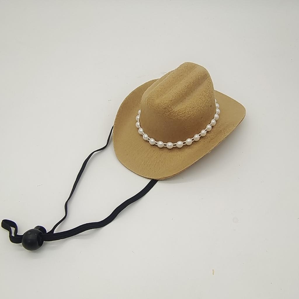 New Pearl Decorated Cowboy Hat Pet Cat Dog Western Cowboy Hat Mini Hat