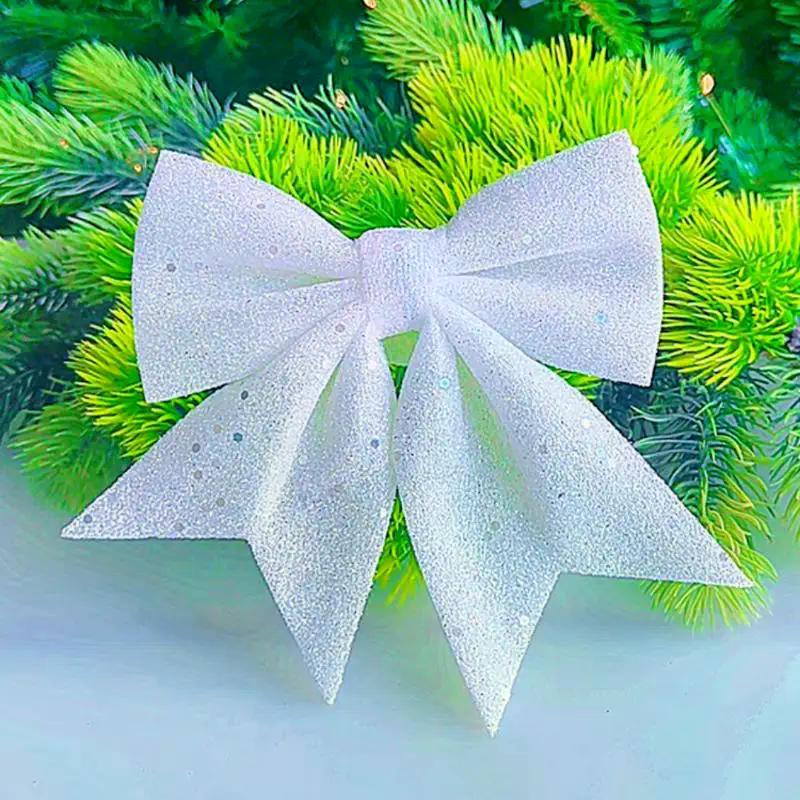 1/2PCS Large Red Gold Sparkling Bow Glitter Christmas Ribbon Bowknot Xmas Tree Hanging Ornaments New Year Home Decoration