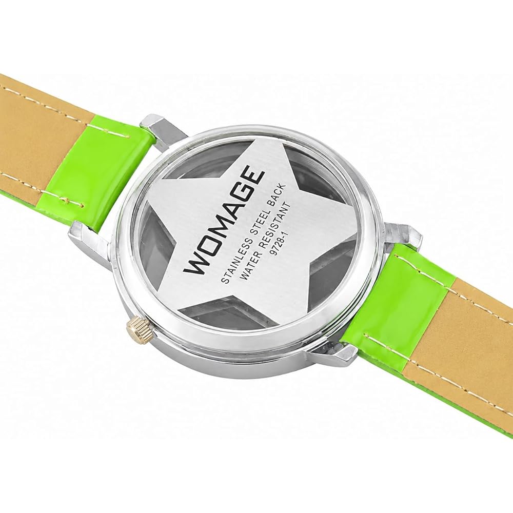 ZooooM Star Design Analog Quartz Watch Black Faux Leather Band Unisex Fashion Timepiece