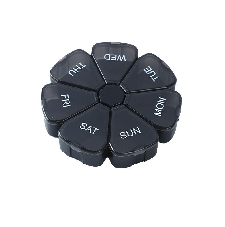 Portable 7-Compartment Weekly Pill Organizer, Petal-Shaped Supplement Dispenser