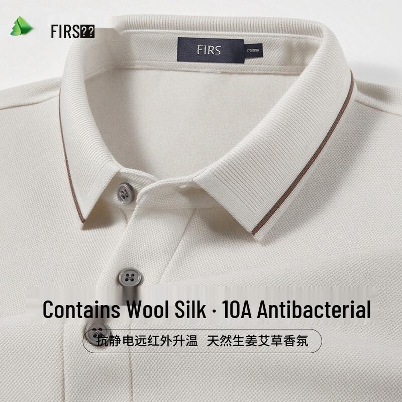 FIRS Men's 10A Antibacterial Silk & Wool Blend Color-Block Lapel Long-Sleeve Polo Shirt