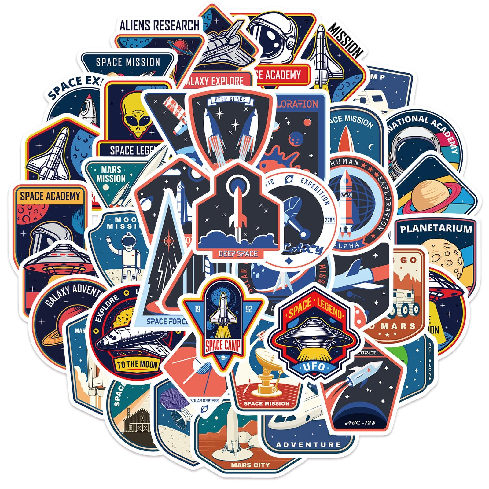 

10/52Pcs Cartoon Spaceship Astronauts Sticker Space Agency Shuttle Graffiti for DIY Luggage Laptop Skateboard Motorcycle Bicycle Stickers 10PCS