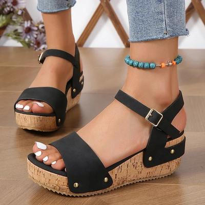 Sales Thick Sole Wedge Heel Sandals for Women Summer Platform Sandles Woman Big Size Ankle Strap Gladiator Mujer