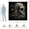 Halloween Skull and Flower Shower Curtain Set - 12 Hooks, Water-resistant Polyester, All-season, Abstract Pattern, Horror Theme