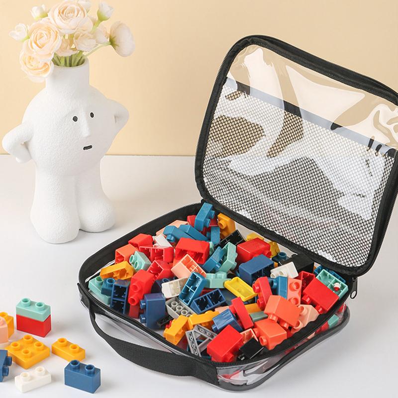 Large Capacity Block Toys Storage Bag Transparent Zipper Puzzle Block Organizer Bags Cosmetic Storage Organizer Bag