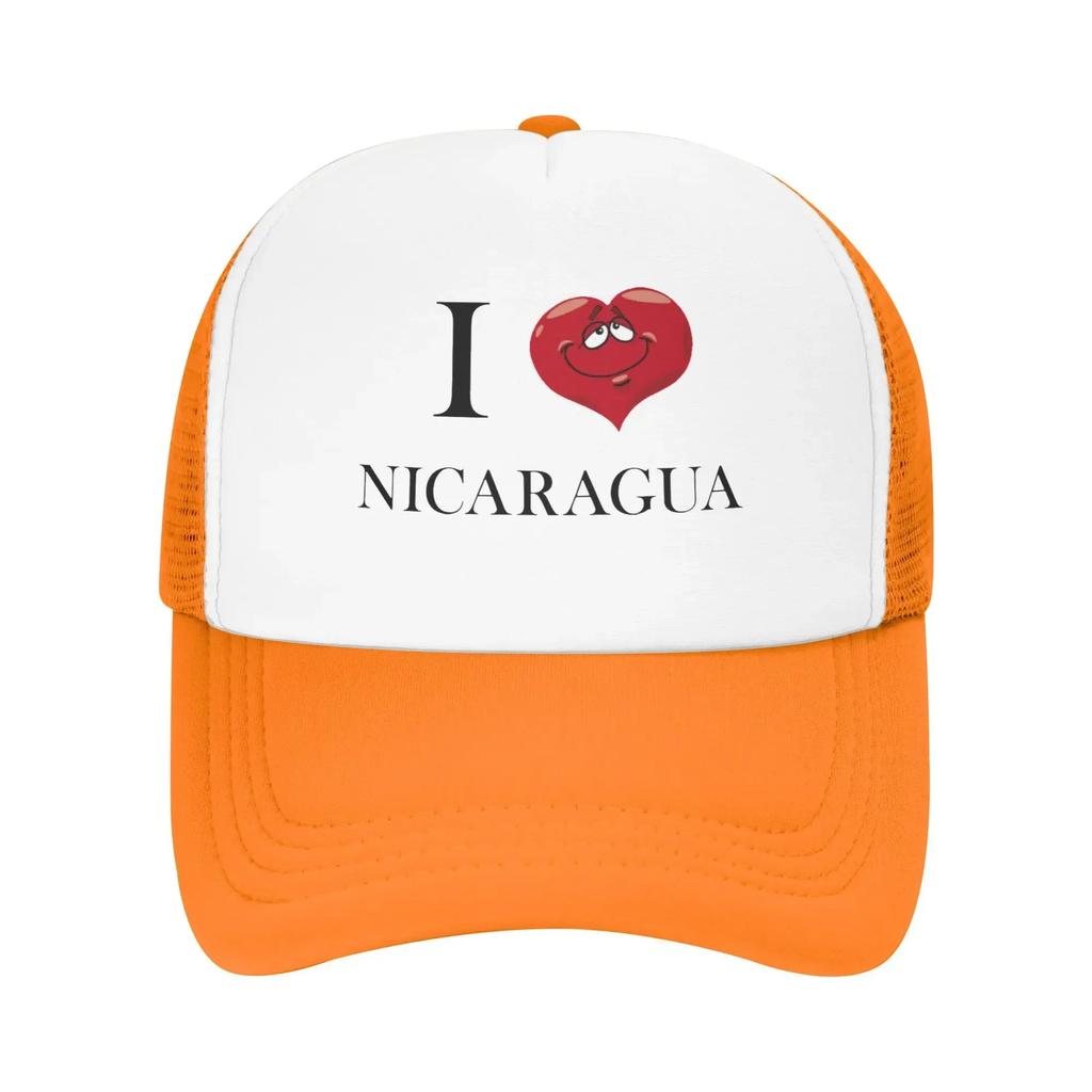 I love Nicaragua Funny Expression Custom Mesh Baseball Caps Women  Adult Female Beach Bucket Hat Trucker Cap