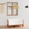 2 Seater Sofa with Cream Colored Cushions Solid Acacia Wood