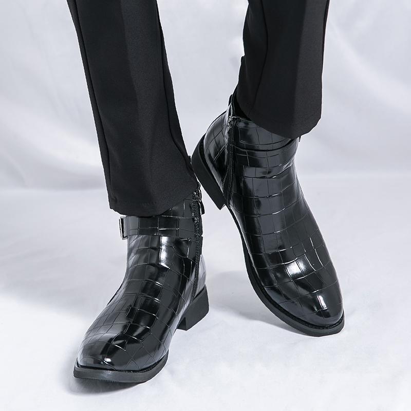 Herren Leder Chelsea Boots im Britischen Stil: Große Größe, Herbst/Winter Mode