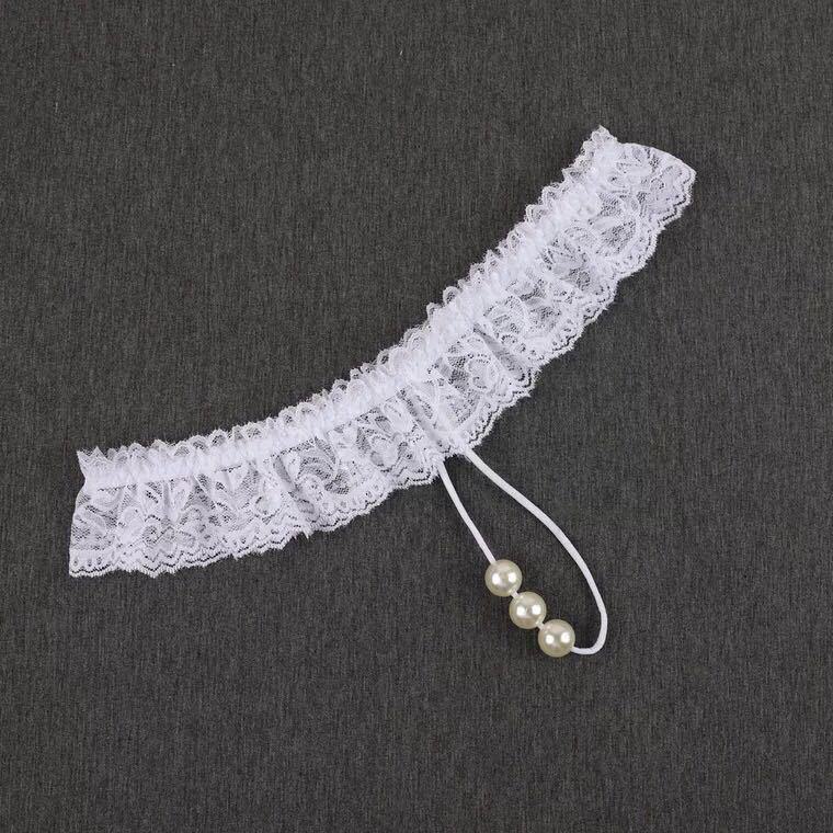 Jinxiao Sexy Perlen-Massage-Tanga: Transparente Spitze, niedrige Taille, offener Schritt, verführerisch herausnehmbare Unterwäsche.