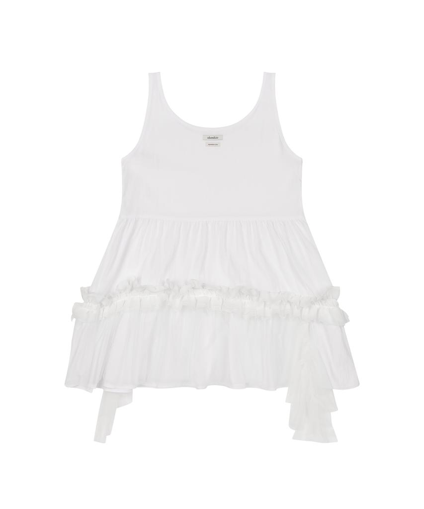 Ohesio Sheer Frill Layered Dress, White