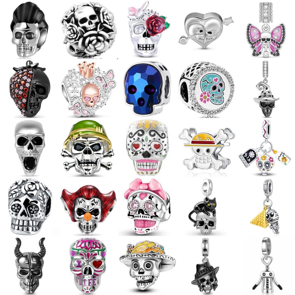 Beautifulcopper Skull Halloweenthrilling Carnival Party Charm Pendant Suitable For Original Bracelet Diy Women'S Jewelry