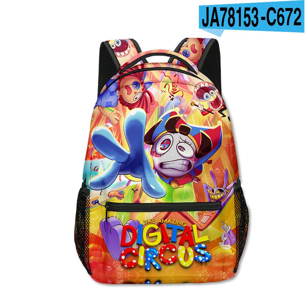 Magic Digital Circus School Bag Elementary And Secondary School Backpack Cartoon Children'S Backpack Men'S And Women'S Casual Backpack Full Print
