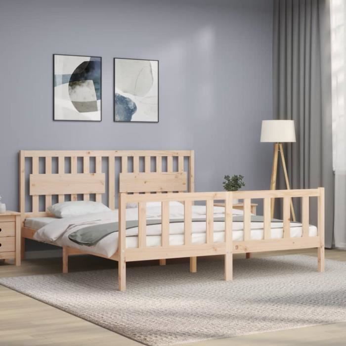 VidaXL Bed Frame with Headboard Super King Size Solid Wood 3192441