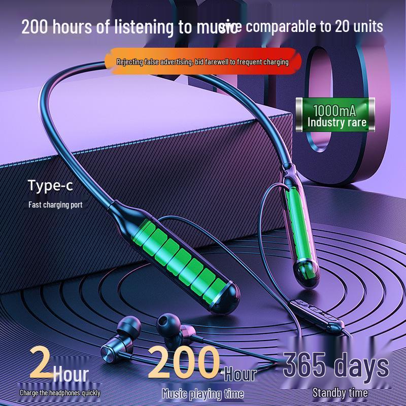 200-Hour Battery Bluetooth Neckband Gaming Earphones with Noise Cancellation