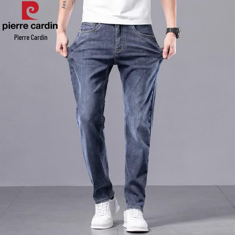 Pierre Cardin Men's Slim-Fit Straight Jeans - Summer Thin Elastic Casual