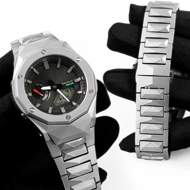 GA2100 GA-B2100 For Casio Farmhouse Oak GA-2110 Modified 316L Octagonal Metal Case Strap Watch Accessories