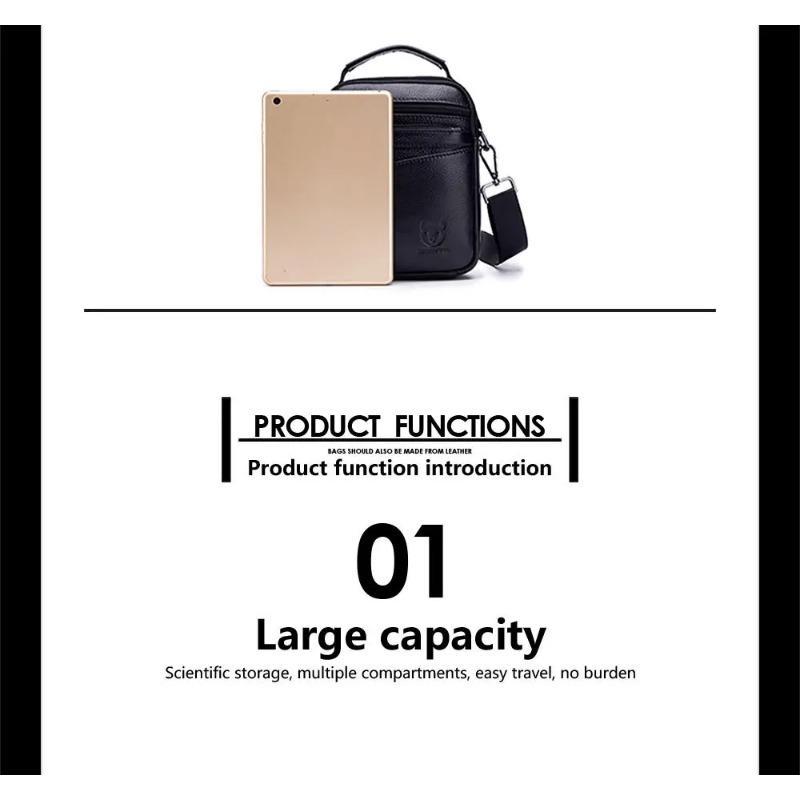BULLCAPTAIN 2024 Brand Leather Men Bag Casual Business Leather Mens Shoulder Messenger Bag Vintage Men's Crossbody Bag male