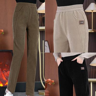 Women Thickened Casual Trousers Plush Pencil Trousers Women's Trousers Elasticated High Waist Straight Casual Padded Female Pants
