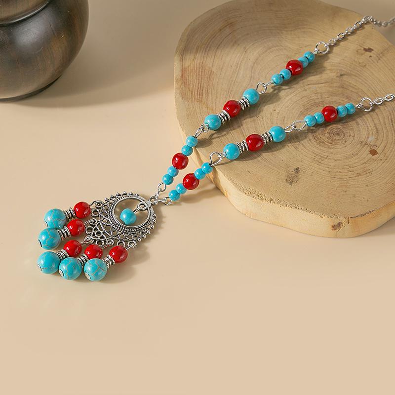 Vintage Chinese Pearl Colorblock Forehead Band Accessory