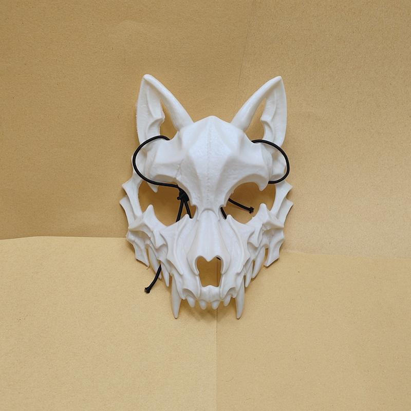 Party Skull Mask Long Teeth Demon Skeleton Half Face Mask Wolf Dragon Tiger Houjuu Nue Mask Cosplay Halloween Costume Props