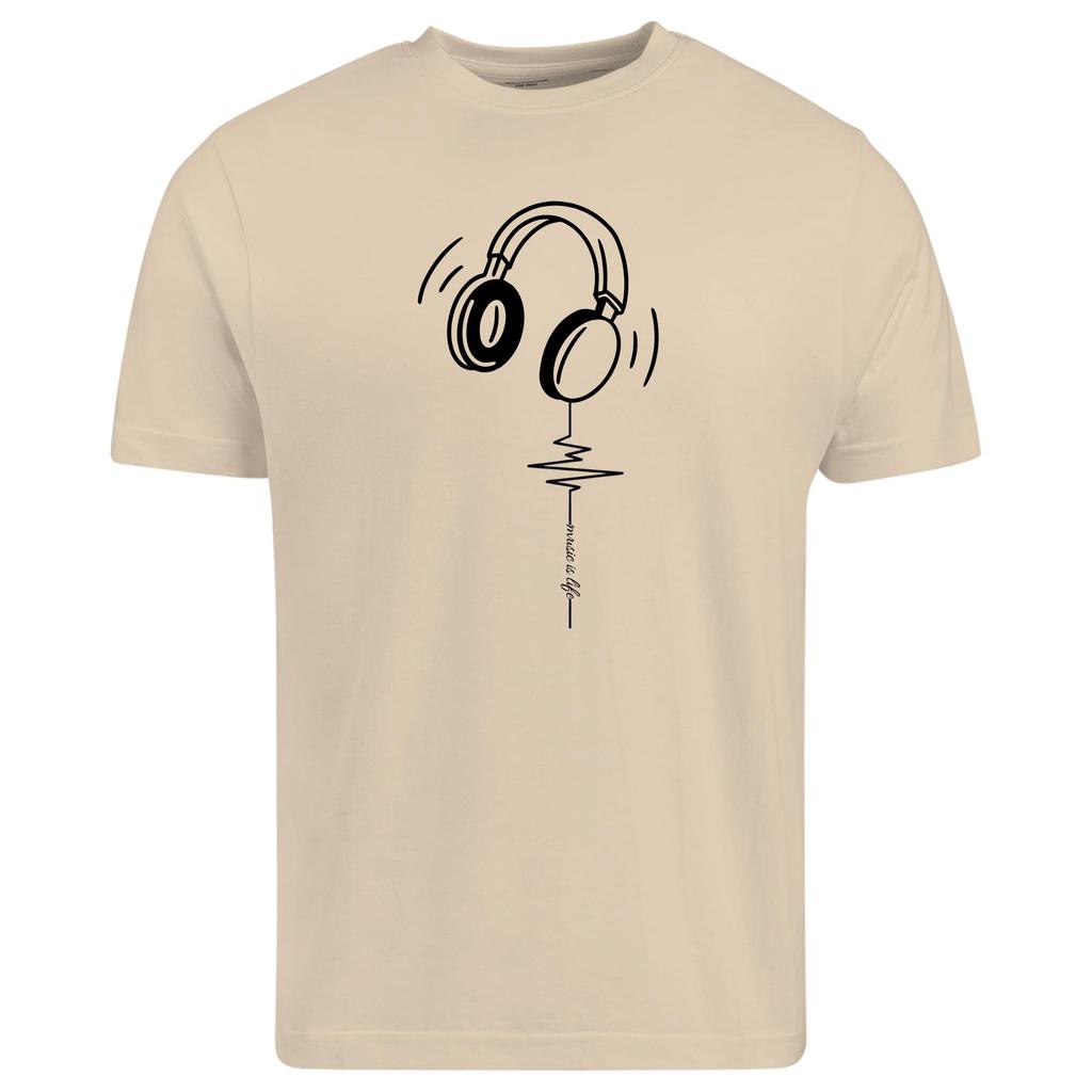 Music Is Life TShirt Headphone Cool Music Mens Tracksuit Summer Crew Neck Pullover Cotton Casual Sportswear ShortSleeve Tops